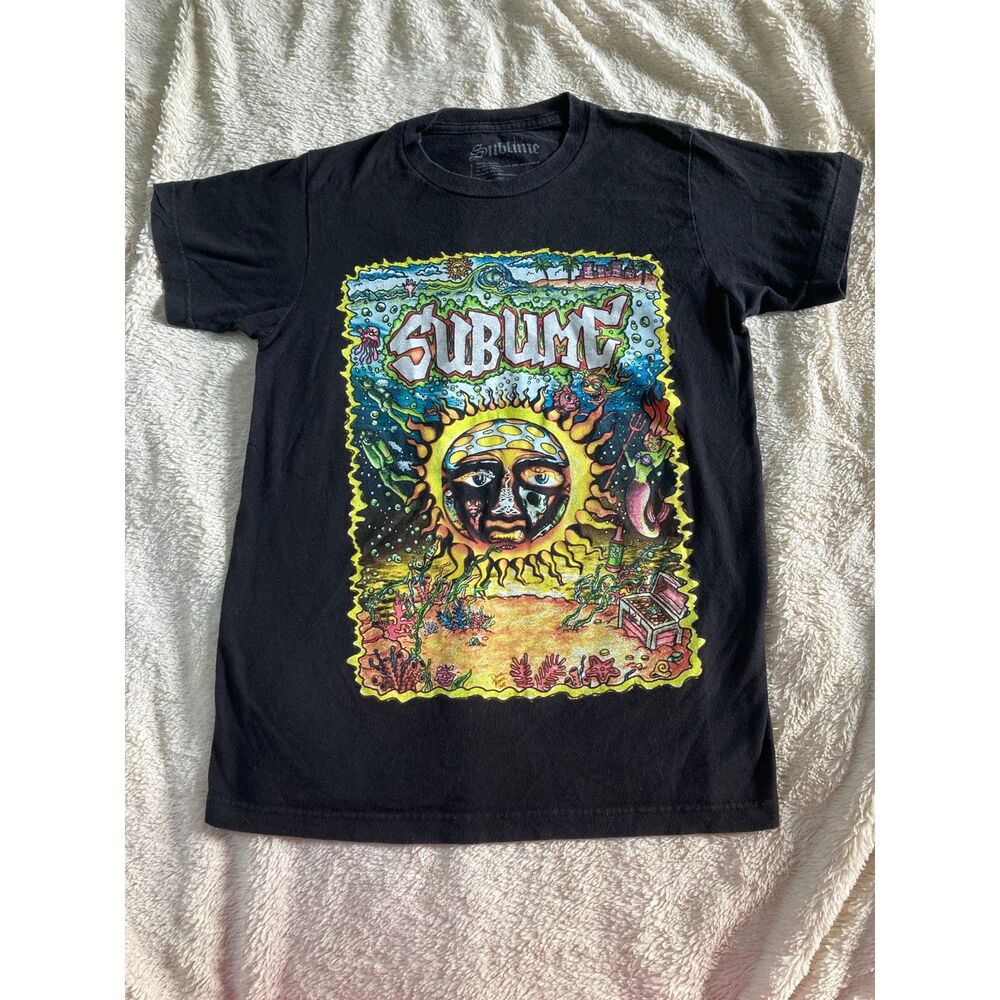 Sublime Sun Graphic Black Band Tee Shirt Medium 40 Oz To Freedom Sun Ocean